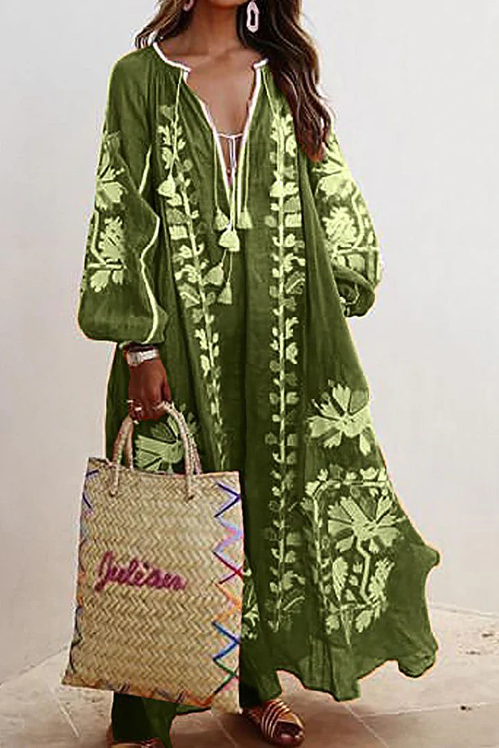 Lune London | Long Dress In Bohemian Style with Floral Print