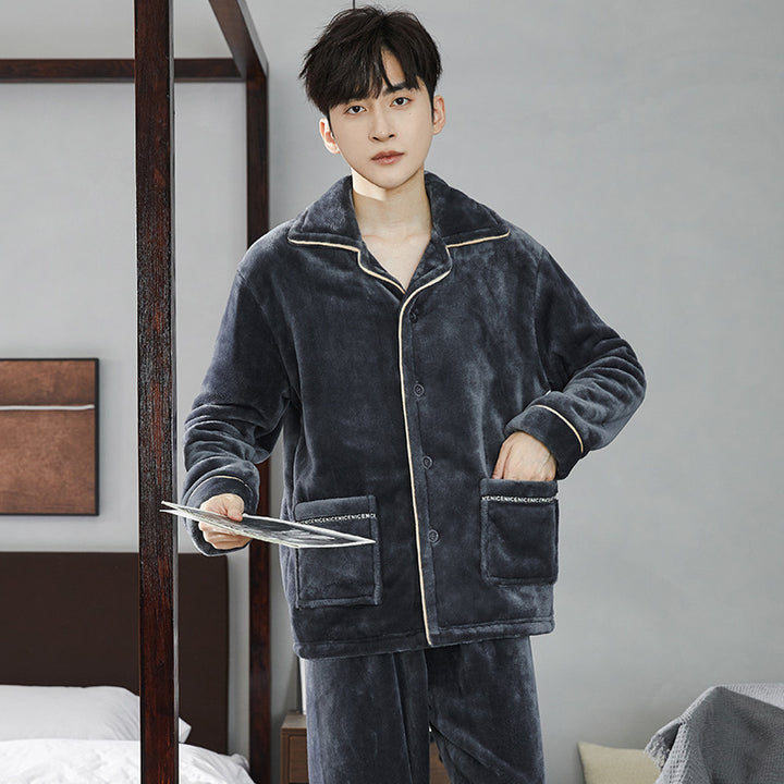 Pair-Pajama-Set made of coral fleece, lined, with zipper