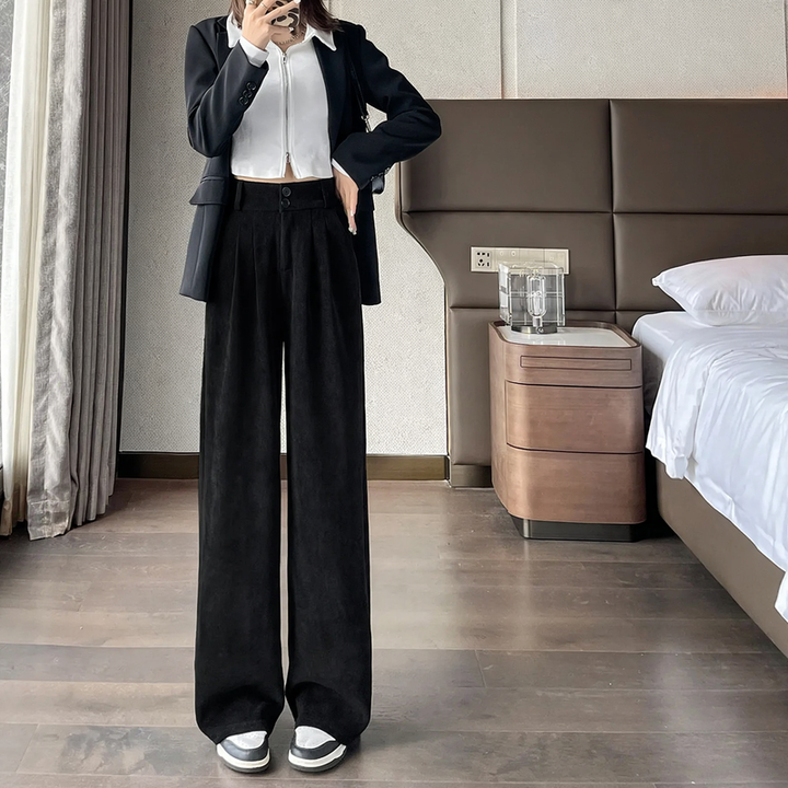 Ladies corduroy pants, wide cut, various lengths