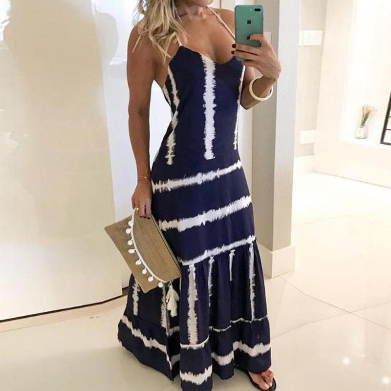 Maxi tie-dye dress for women with adjustable straps Lune London