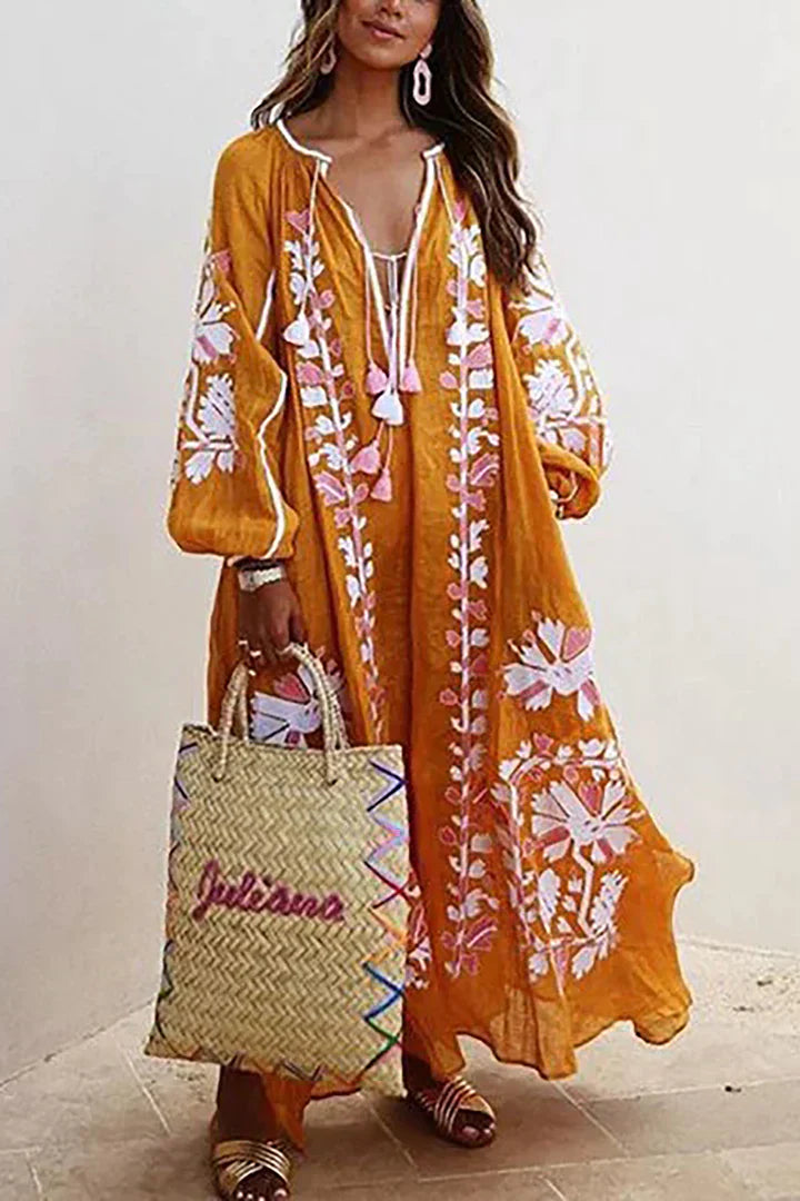 Lune London | Long Dress In Bohemian Style with Floral Print