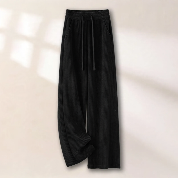 Padded cord wide-leg trousers with a straight cut