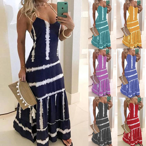 Robe maxi à bretelles spaghetti pour femmes avec détails de florescence Chic & Stil