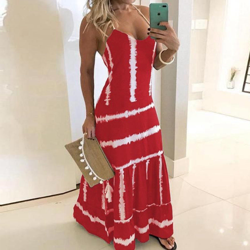 Maxi tie-dye dress for women with adjustable straps Lune London