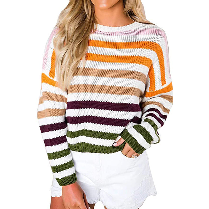 Striped knit sweater for women with a relaxed fit and wide sleeves Lune London
