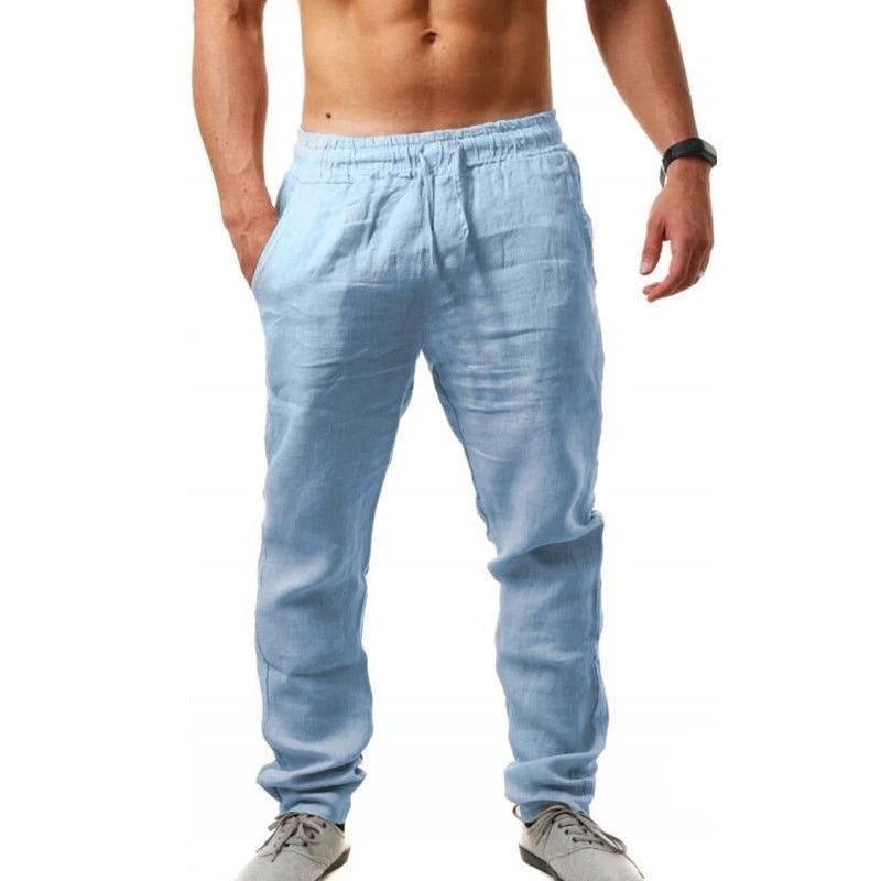 Casual linen pants for men with elastic waistband and side pockets Lune London