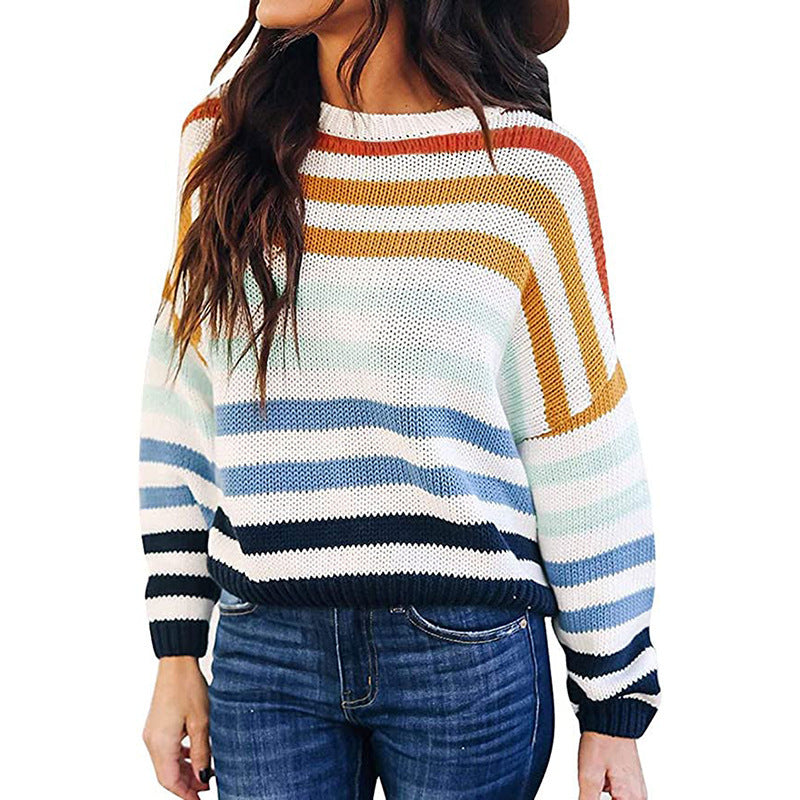 Striped knit sweater for women with a relaxed fit and wide sleeves Lune London