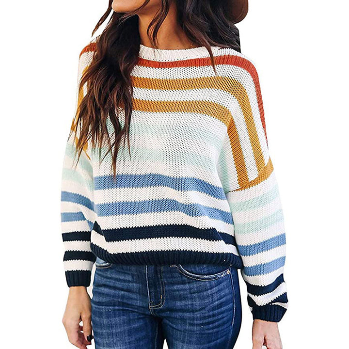 Striped knit sweater for women with a relaxed fit and wide sleeves Lune London