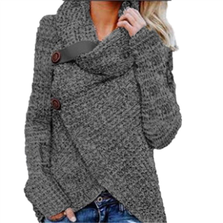Women’s chunky knit cardigan with asymmetric cut and large buttons Lune Londonl