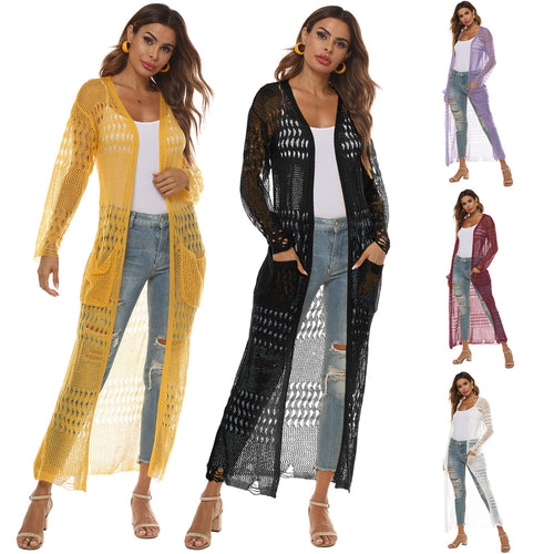 Women Lightweight Long Knit Duster Cardigan Amarae