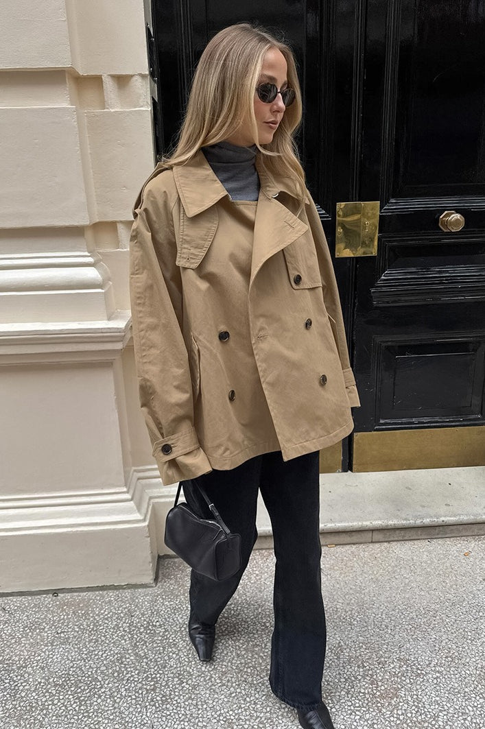 Amarae | Khaki Trench Collar Jacket
