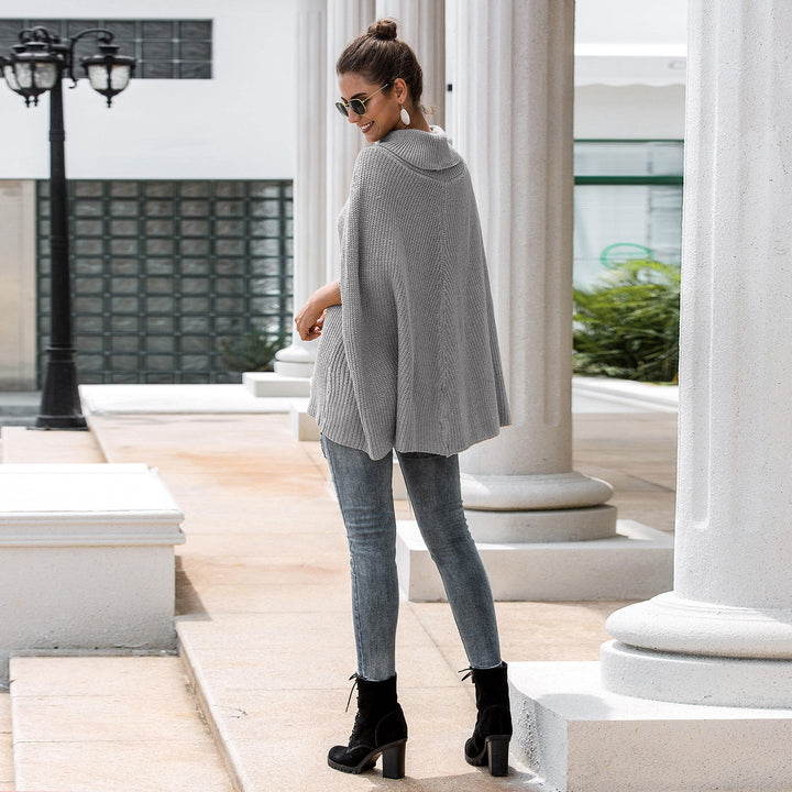 Knit poncho for women with high collar and relaxed fit Lune Londonl