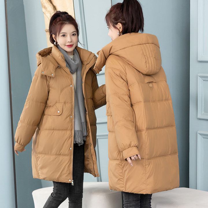 Loosely cut women's winter jacket, medium length