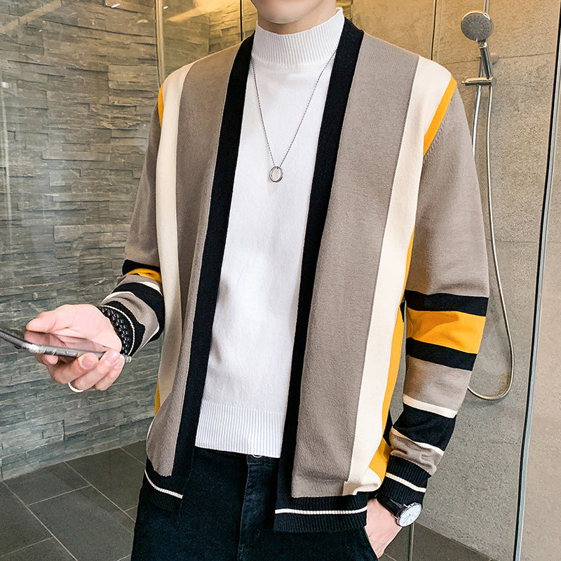 Men's knitted jacket with a modern color block design Lune London