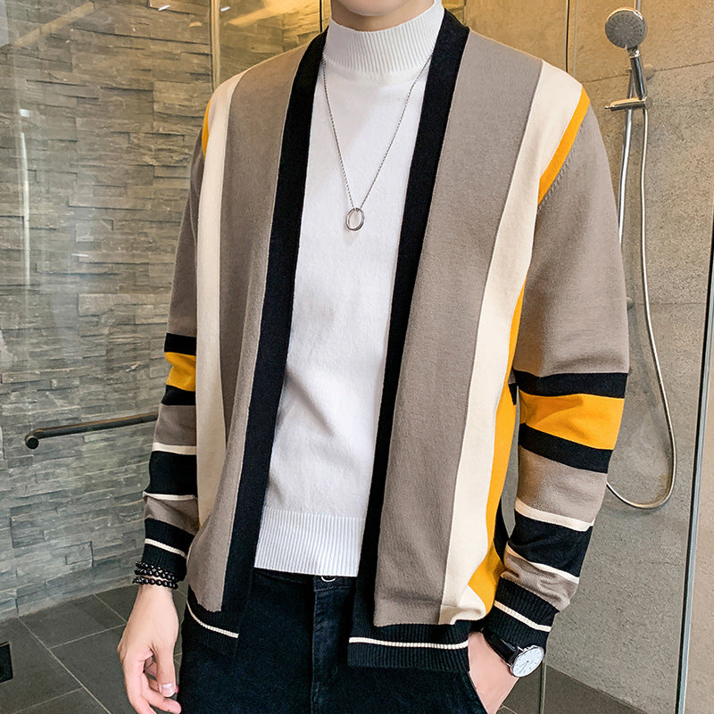 Men's knitted jacket with a modern color block design Lune London