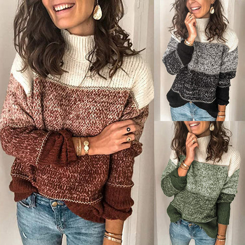 Pull à col roulé confortable pour femmes en tricot texturé Chic & Stil