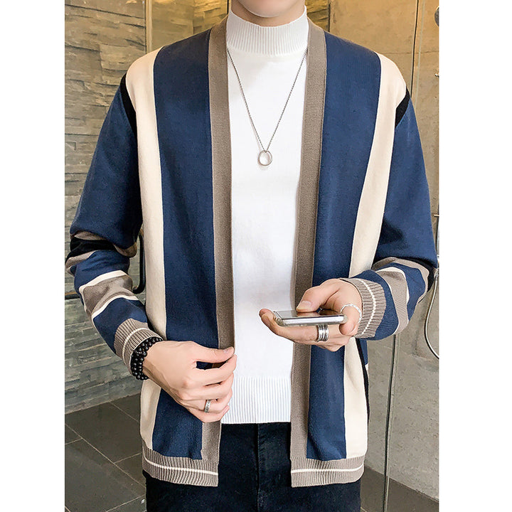 Men's knitted jacket with a modern color block design Lune London