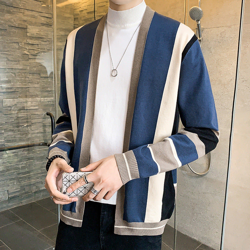 Men's knitted jacket with a modern color block design Lune London