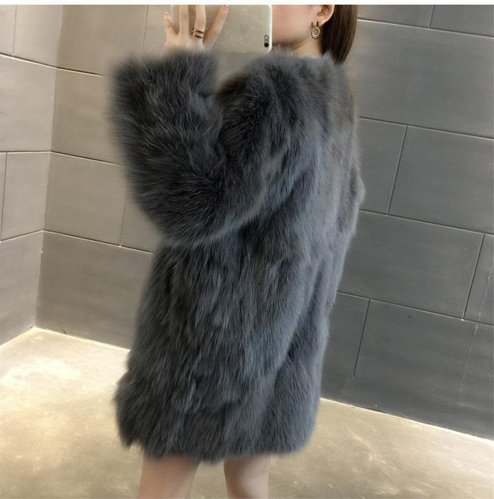 Women's winter coat, faux fur, medium length