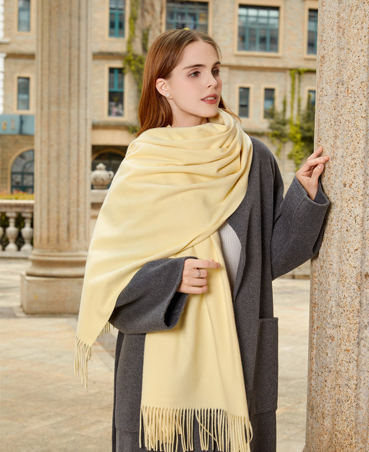 Wool scarf and shoulder shawl, solid color, for women and men