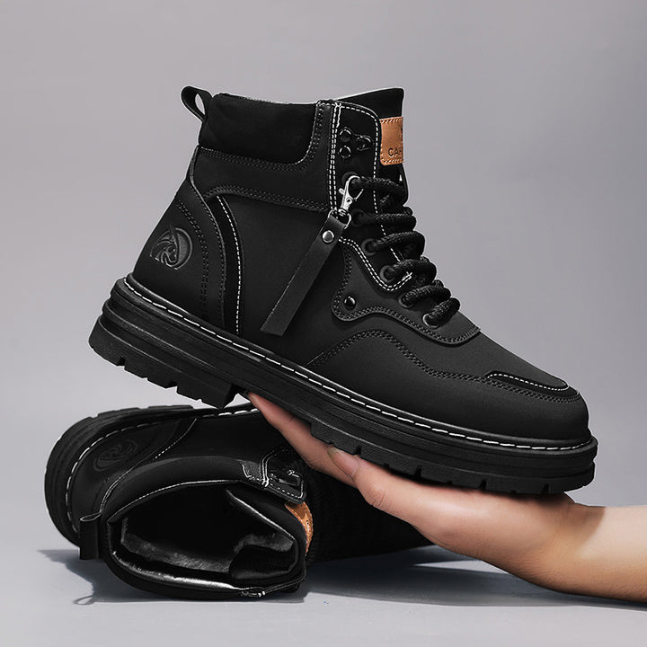 Men's Boots, High-Top, Leather, Vintage Style, Winter