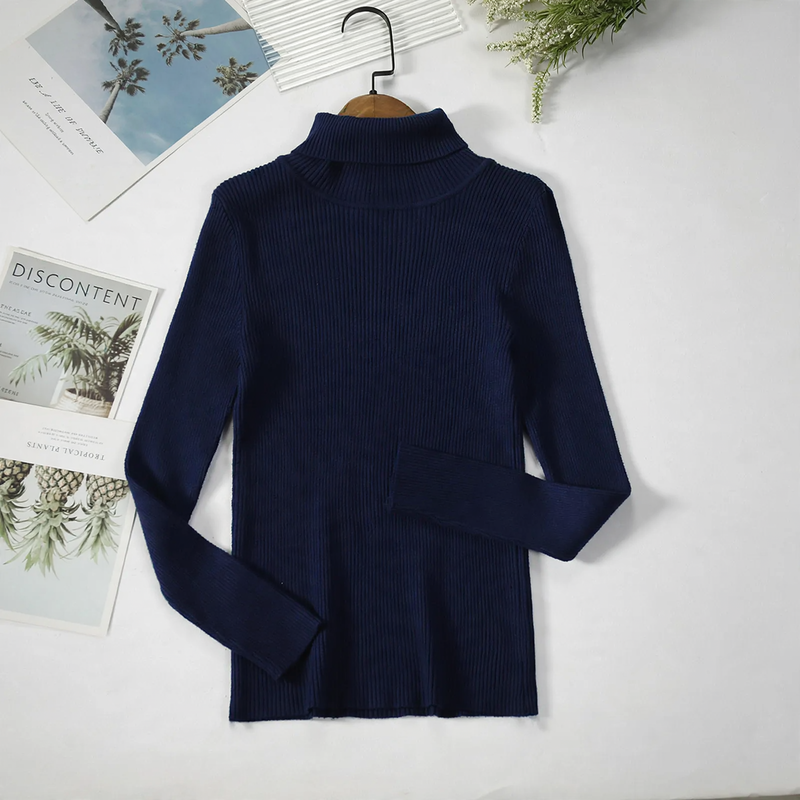 Classic women's knit pullover with roll neck