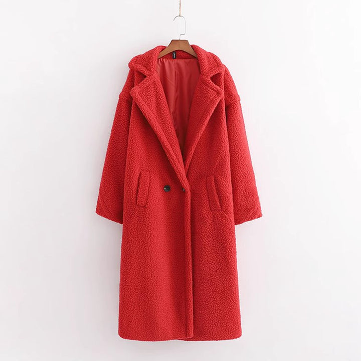 Women’s Teddy Coat, mid-length, with large lapels