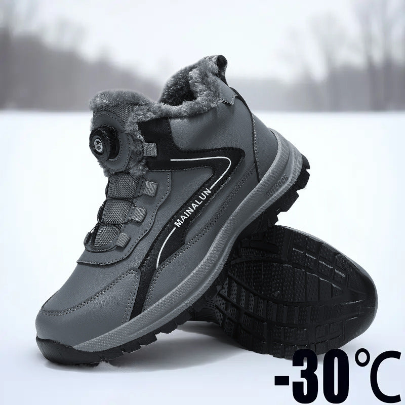 Padded men's winter boots, slip-resistant and warm