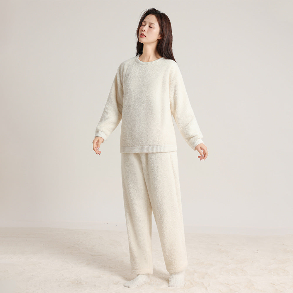 Warm, solid color lounge set for couples