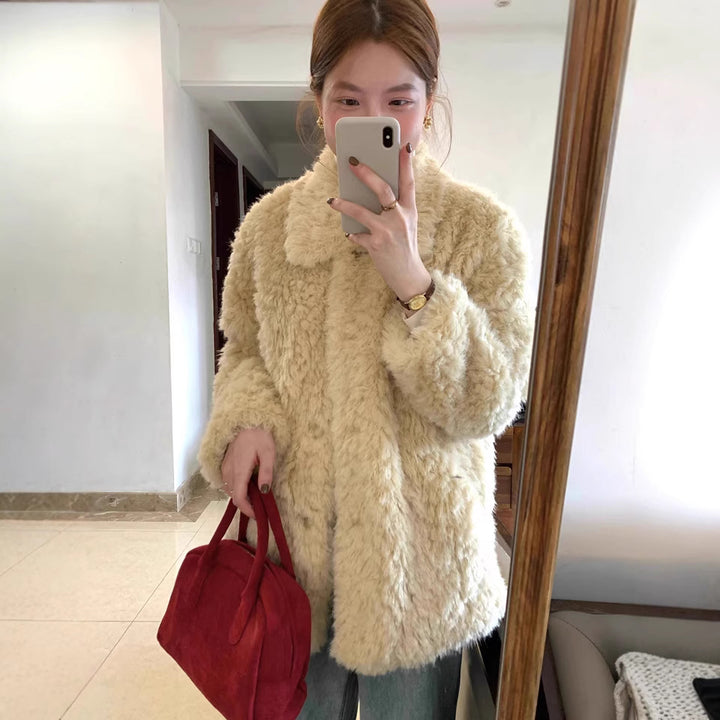Loose lamb fur imitation jacket for women