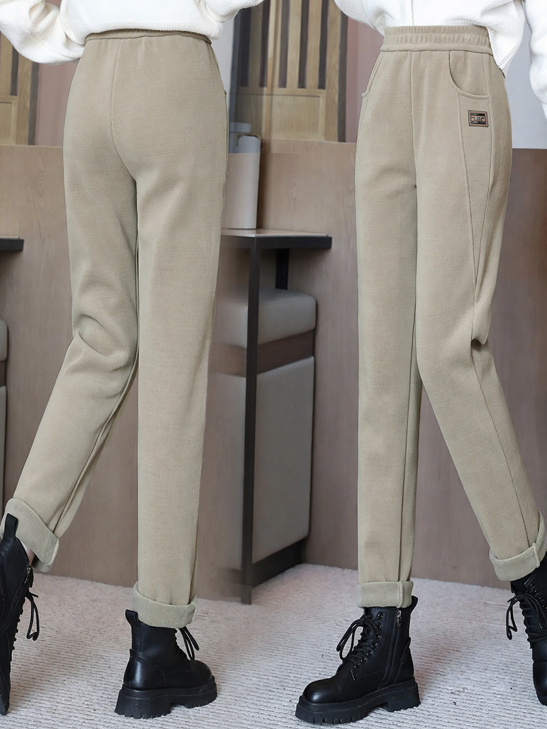 Women’s corduroy pants, lined, high waist