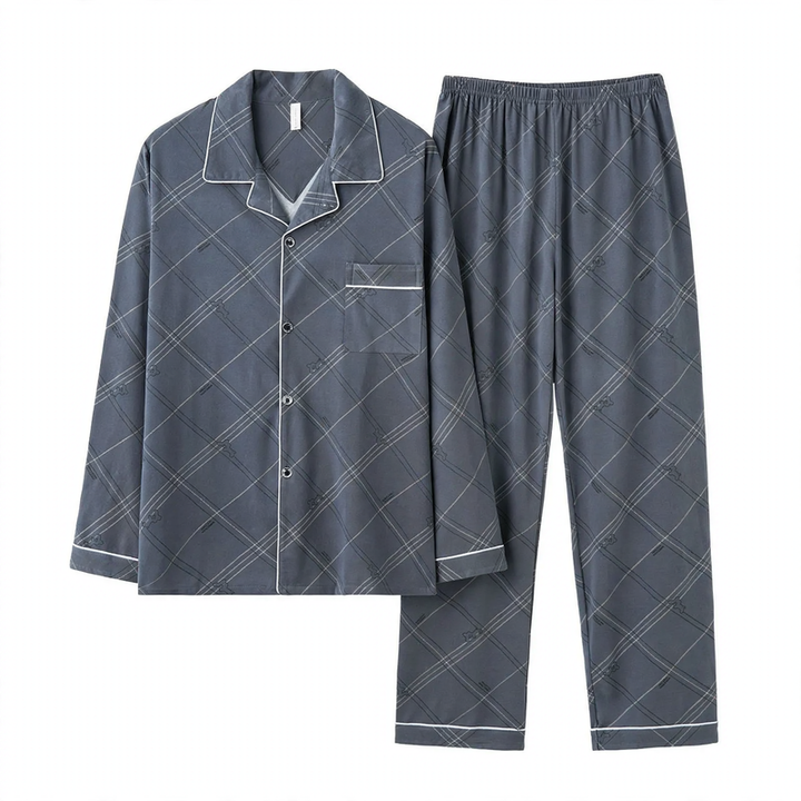 Men's Pajama Set made of pure cotton, checked