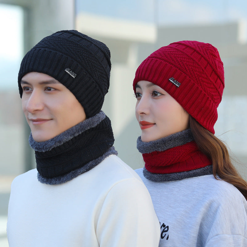 Winter knit cap with neck protection, 2-piece set