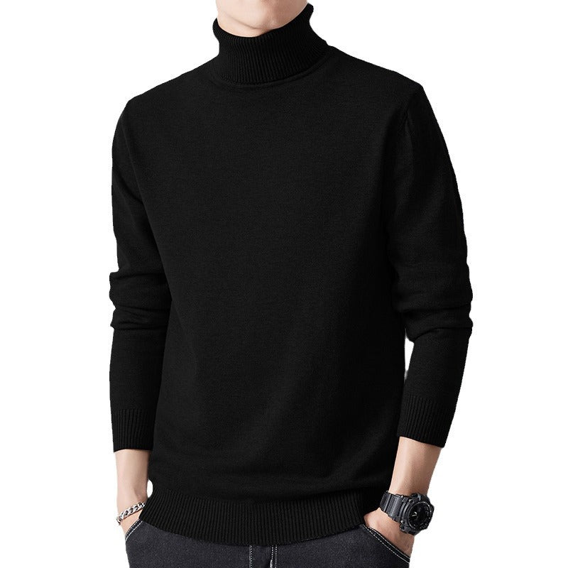 Men's knit sweater with high collar, body-hugging
