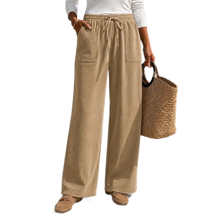 Casual cord pants with drawstring