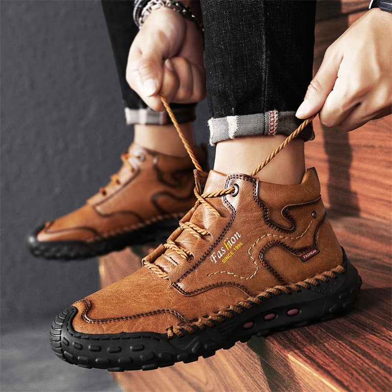 Men's ankle boots with platform sole, lined or unlined