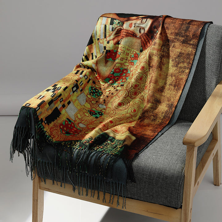 Women's scarf with art cashmere feel and art print, 70x180 cm