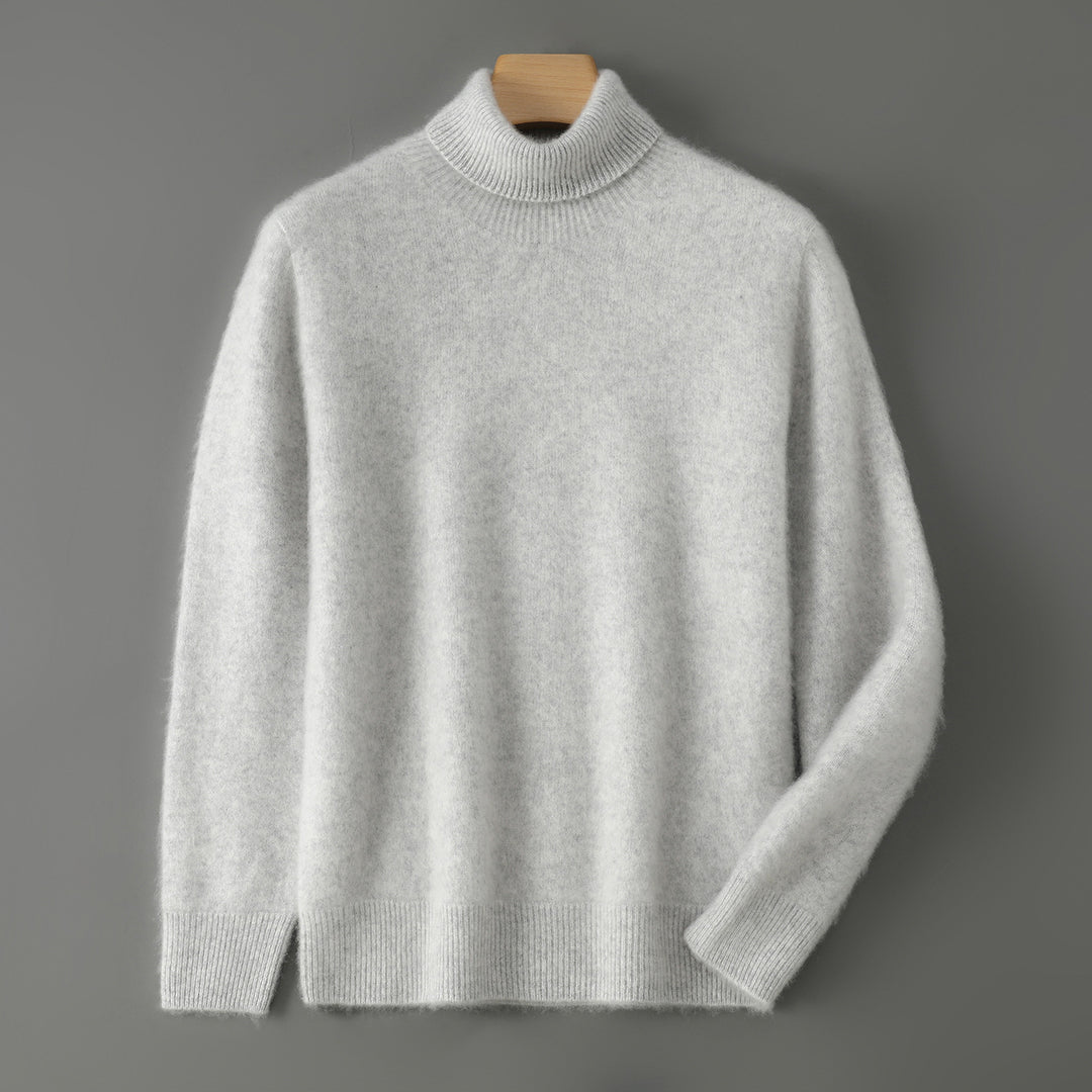 Men's sweater made of 100% wool with stand-up collar