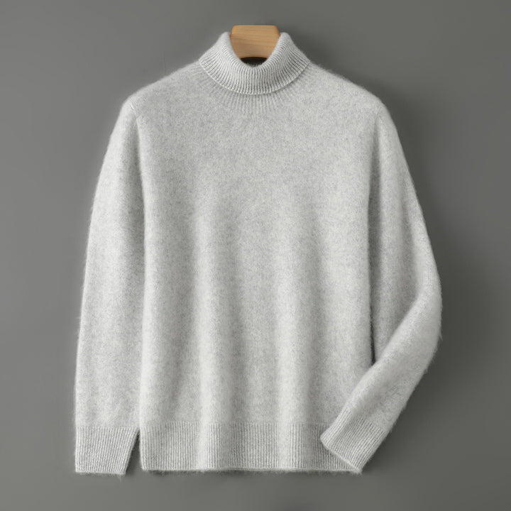Men's sweater made of 100% wool with stand-up collar