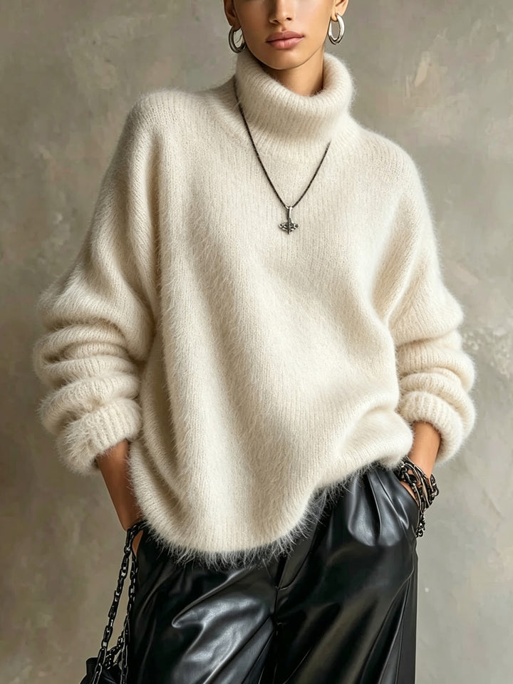 Fluffy turtleneck sweater
