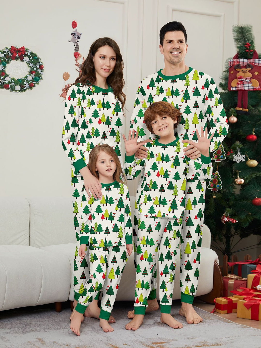 Christmas Family Pajama Set with Christmas Tree Print