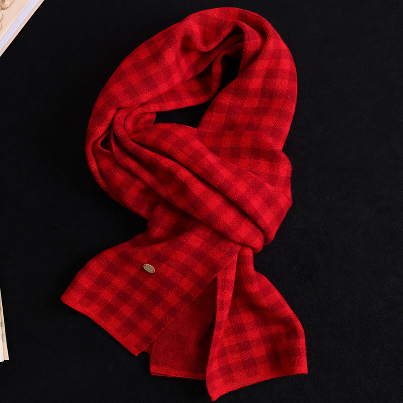 Merino wool scarf, checked, 100% wool
