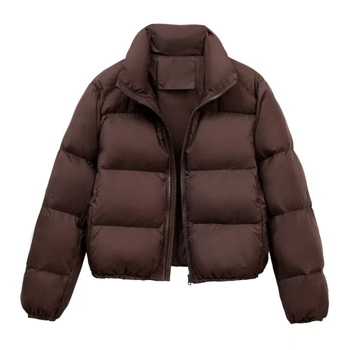 Short women's quilted jacket with zipper