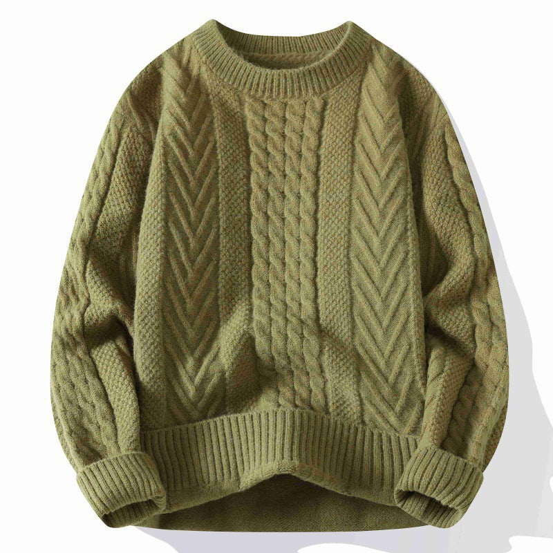 Chunky knit sweater with cable pattern