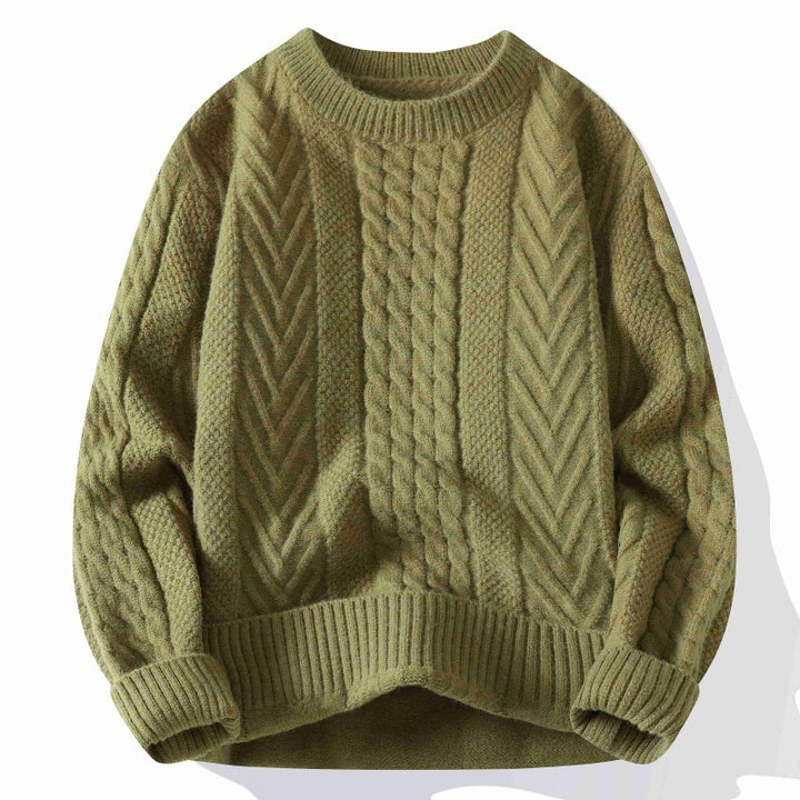 Chunky knit sweater with cable pattern