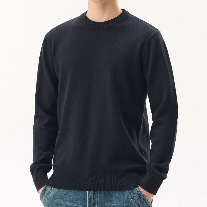 Men's wool blend pullover with round neck