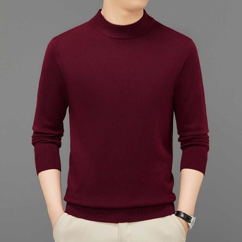 Men's knitted sweater with stand-up collar