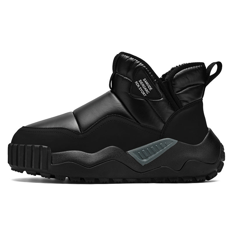 Padded men's winter boots, slip-resistant, slip-on