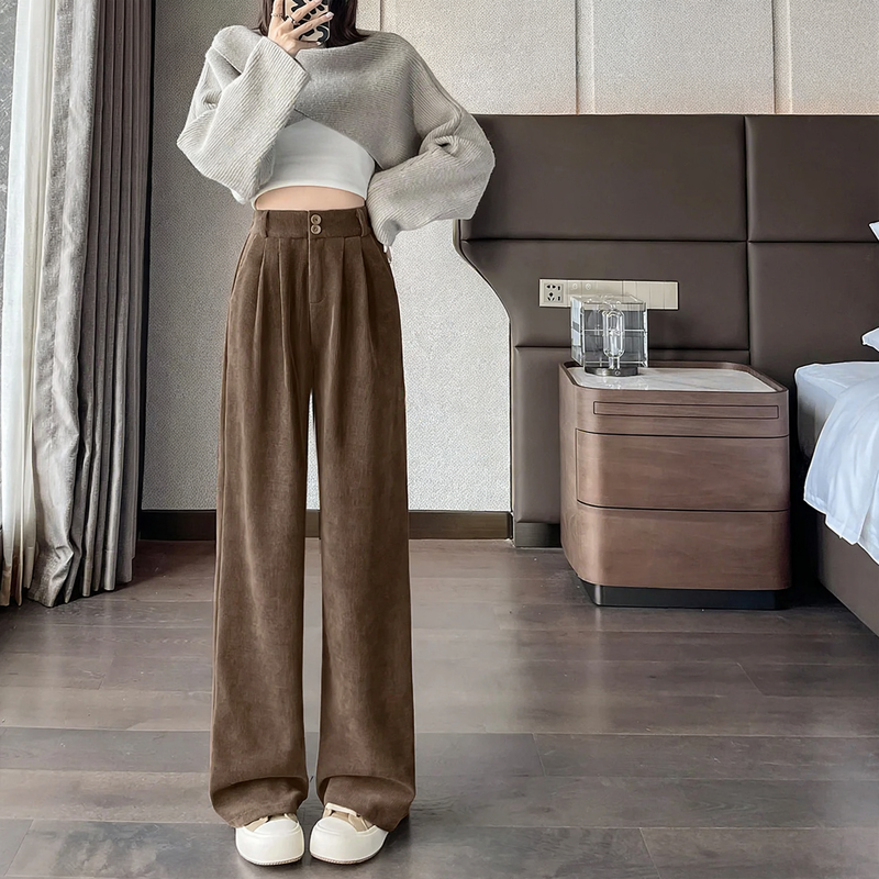 Padded women's cord trousers in straight fit
