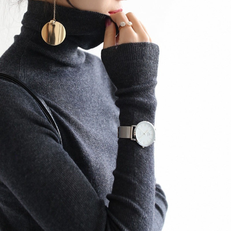 Elegant women's turtleneck sweater, slim fit